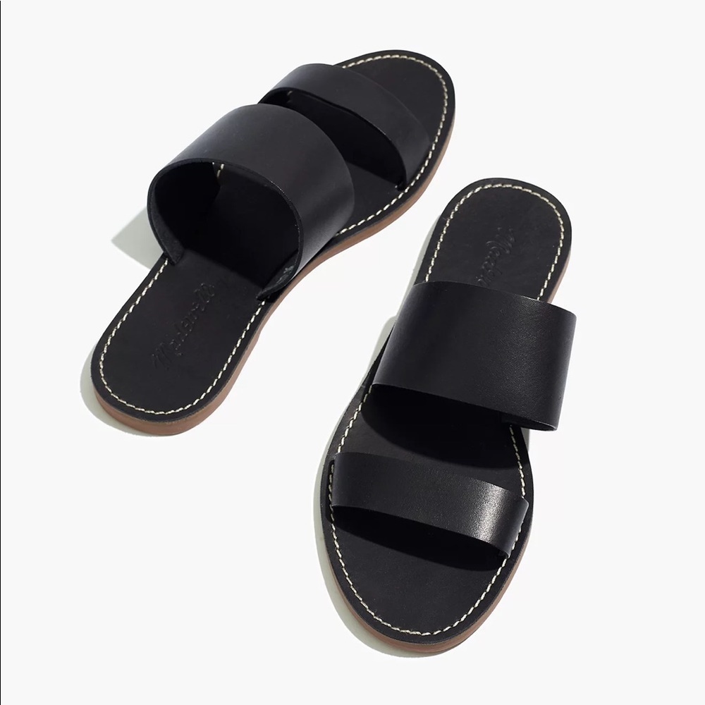 MADEWELL black boardwalk double strap slide sandal